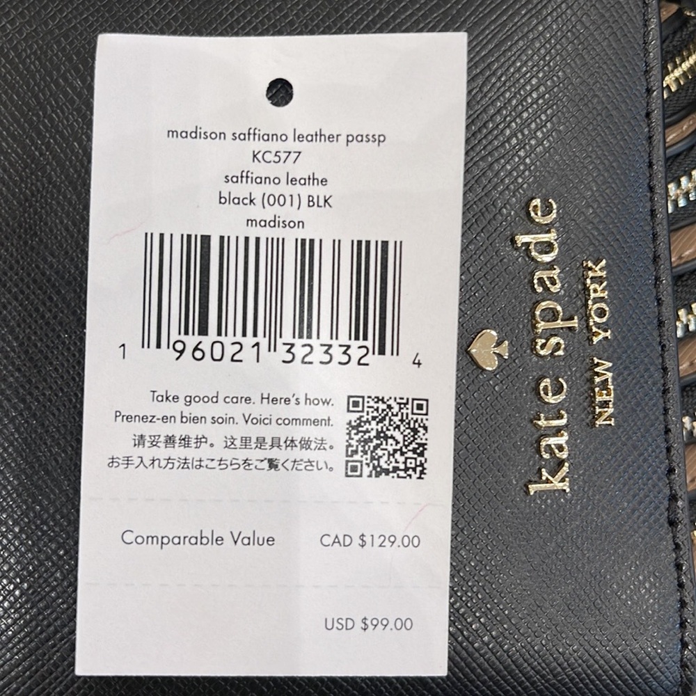 Kate Spade Madison Leather Passport Holder, Crush Proof, Black
NWT - Picture 13 of 16